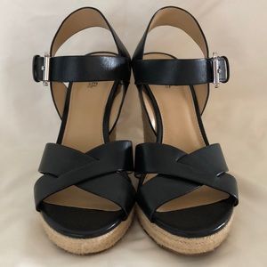 Michael Kors black leather wedges size 7M/37M